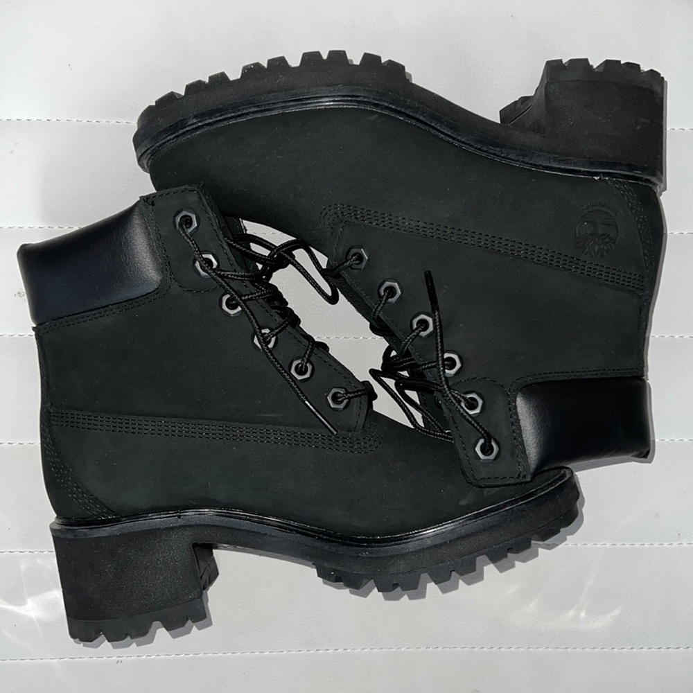 Black Timberlands with heel boot